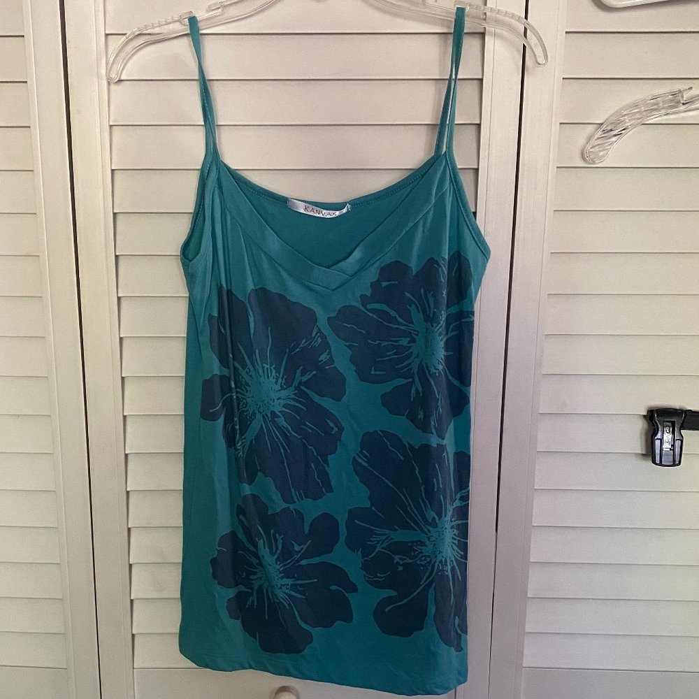 Kanvas tank top, hibiscus Hawaiian print, L